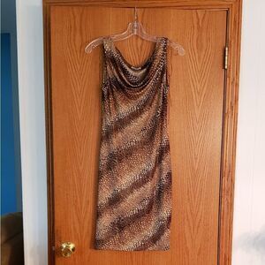 Sparkly Animal Print Dress w/Draped Neckline Sz S
